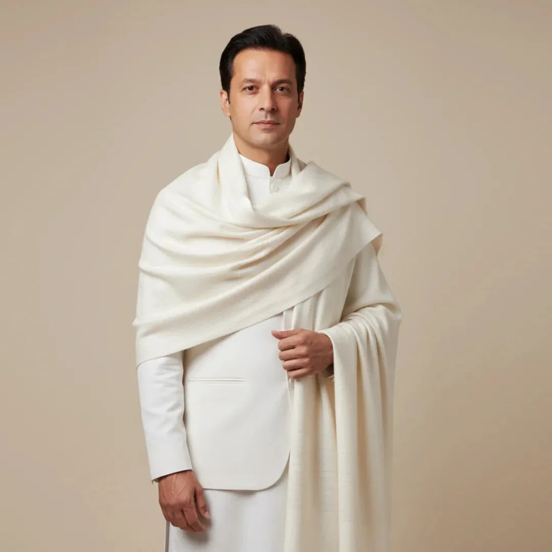 Cream Kashmiri Men's Shawl