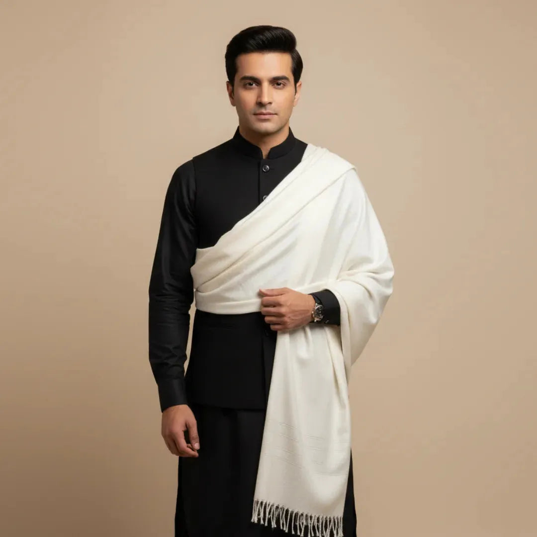 Cream Kashmiri Men's Shawl